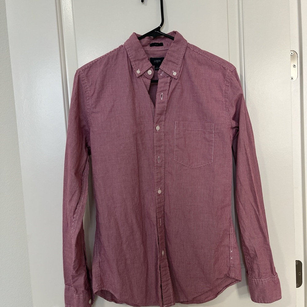 J. Crew Men's Maroon Casual Button-Down Shirt